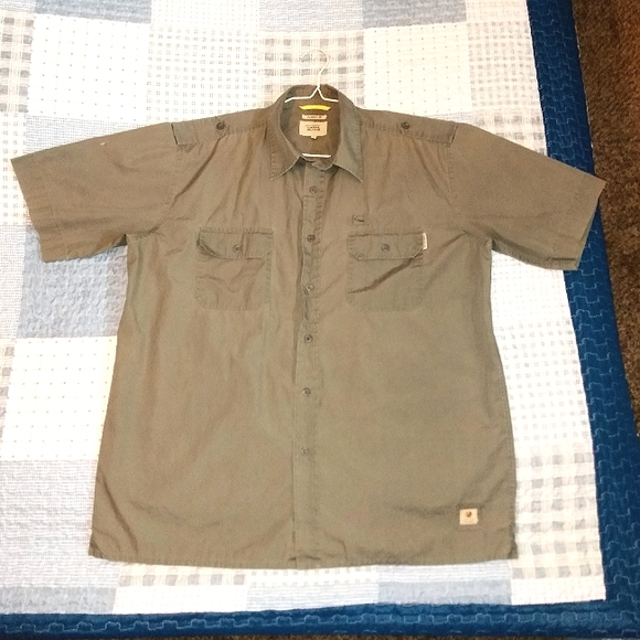 CAMEL ACTIVE Shirt Men XXL Short Sleeve Olive Green 100% Cotton - Picture 2 of 14